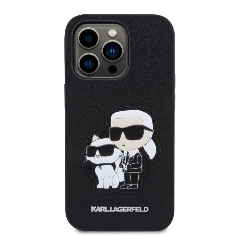 Karl Lagerfeld PU Saffiano Karl and Choupette NFT zadný kryt pre iPhone 14 Pro čierny