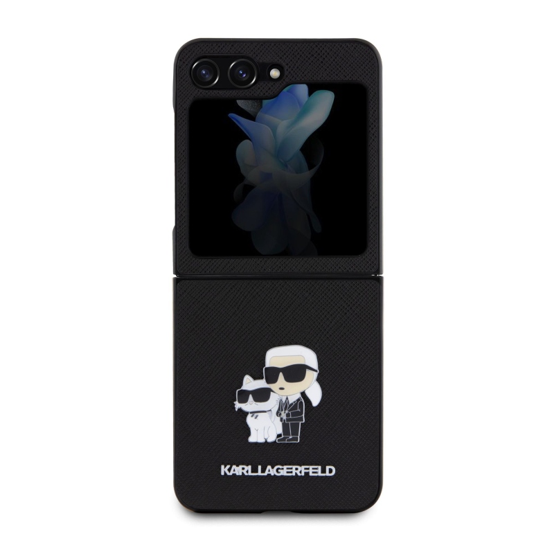 Karl Lagerfeld PU Saffiano Karl and Choupette NFT Zadný Kryt pre Samsung Galaxy Z Flip 5 Black