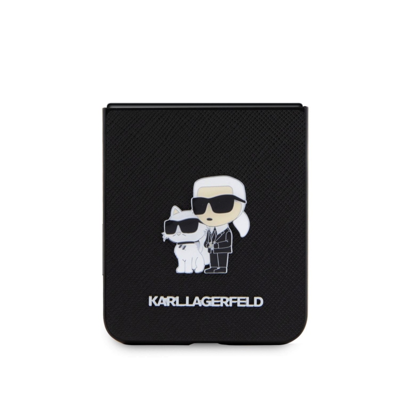 Karl Lagerfeld PU Saffiano Karl and Choupette NFT Zadný Kryt pre Samsung Galaxy Z Flip 5 Black