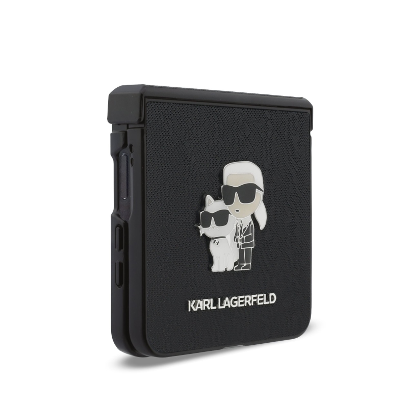 Karl Lagerfeld PU Saffiano Karl and Choupette Zadný kryt pre Samsung Galaxy Z Flip 8 Čierny