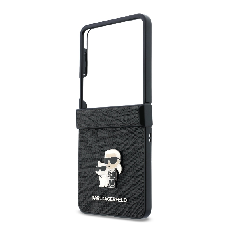 Karl Lagerfeld PU Saffiano Karl and Choupette Zadný kryt pre Samsung Galaxy Z Flip 8 Čierny