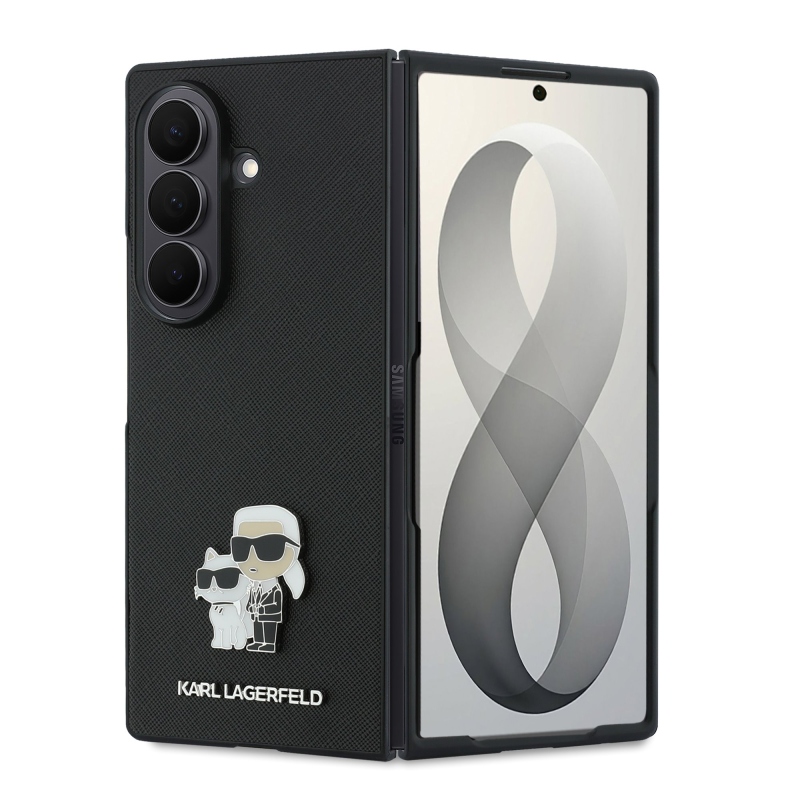 Karl Lagerfeld PU Saffiano Karl and Choupette Zadný kryt pre Samsung Galaxy Z Fold 8 Ultra Black