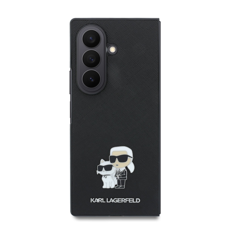 Karl Lagerfeld PU Saffiano Karl and Choupette Zadný kryt pre Samsung Galaxy Z Fold 8 Ultra Black