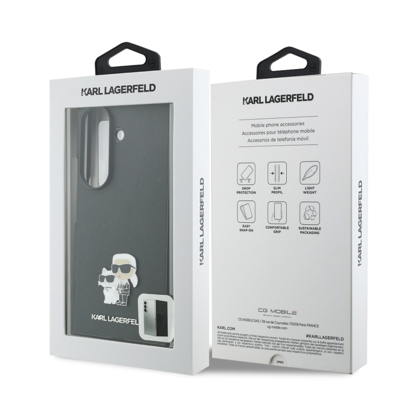 Karl Lagerfeld PU Saffiano Karl and Choupette Zadný kryt pre Samsung Galaxy Z Fold 8 Ultra Black