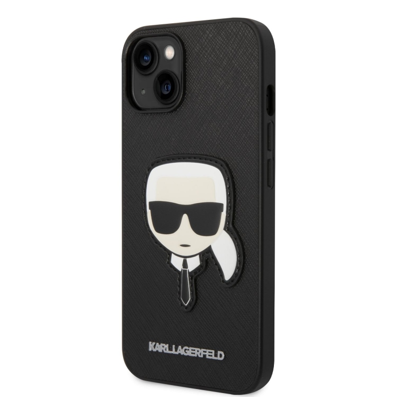 Karl Lagerfeld PU Saffiano Karl Head zadný kryt pre iPhone 14 Plus čierny