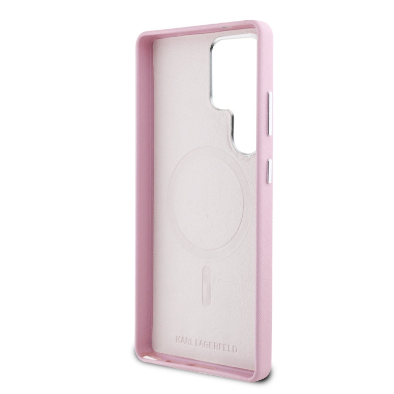 Zadný kryt Karl Lagerfeld PU Saffiano Metal Logo and Frame pre Samsung Galaxy S25 Ultra Pink