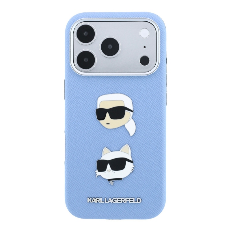 Karl Lagerfeld PU Semi Wrap Saffiano K&CH Heads zadný kryt pre iPhone 18 Pro, modrý