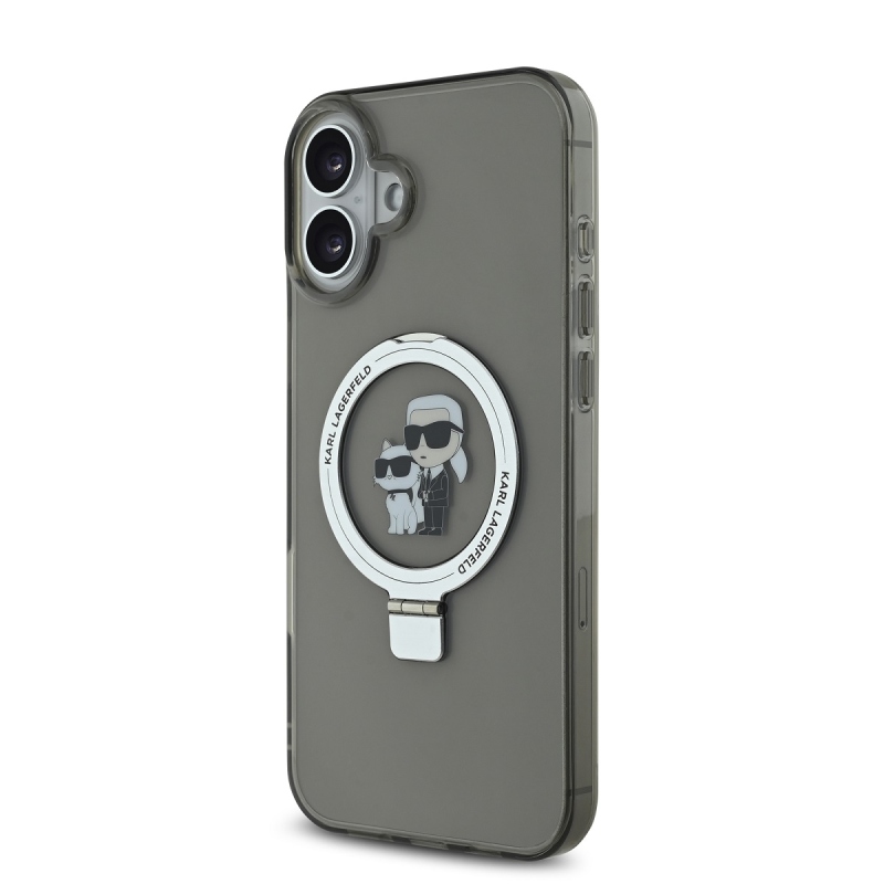 Karl Lagerfeld Ringstand Karl and Choupette MagSafe zadný kryt pre iPhone 16 Plus Black