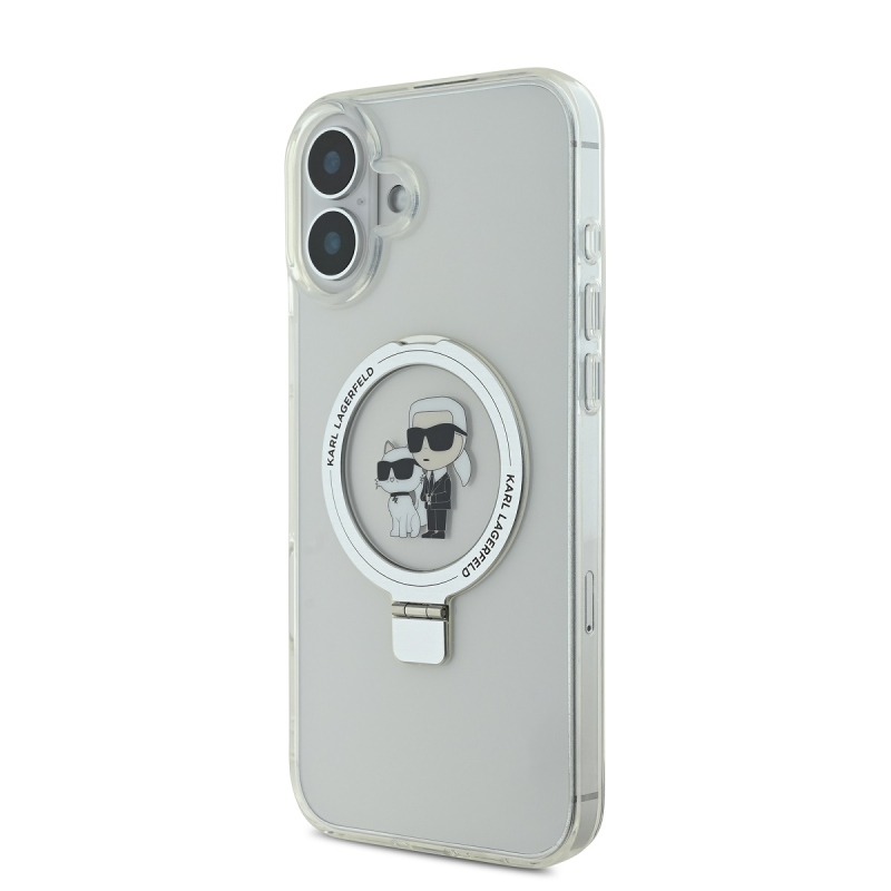 Karl Lagerfeld Ringstand Karl and Choupette MagSafe zadný kryt pre iPhone 16 Plus White