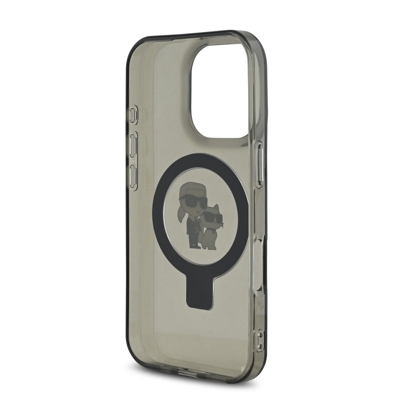 Karl Lagerfeld Ringstand Karl and Choupette MagSafe zadný kryt pre iPhone 16 Pro Black