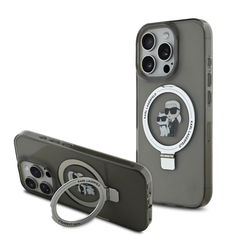Karl Lagerfeld Ringstand Karl and Choupette MagSafe zadný kryt pre iPhone 16 Pro Max Black