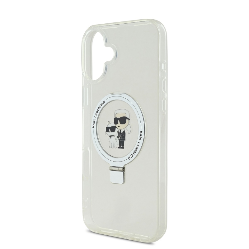 Karl Lagerfeld Ringstand Karl and Choupette MagSafe zadný kryt pre iPhone 16 White