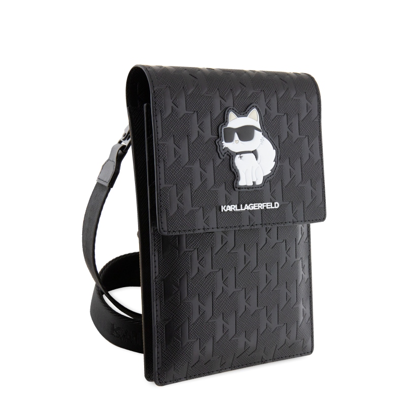 Karl Lagerfeld Saffiano Monogram Wallet Phone Bag Choupette NFT čierny