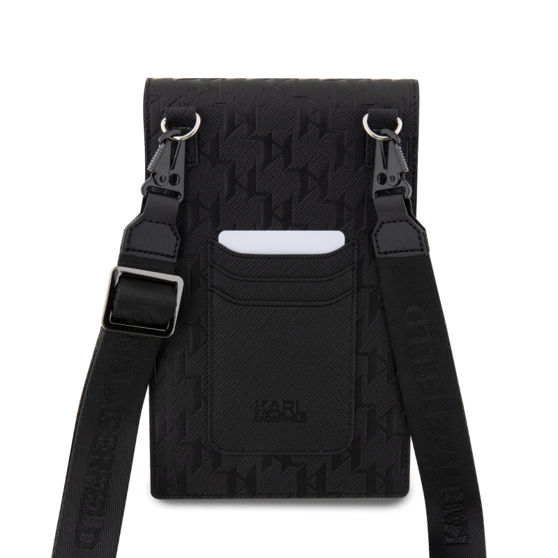 Karl Lagerfeld Saffiano Monogram Wallet Phone Bag Ikonik NFT čierny