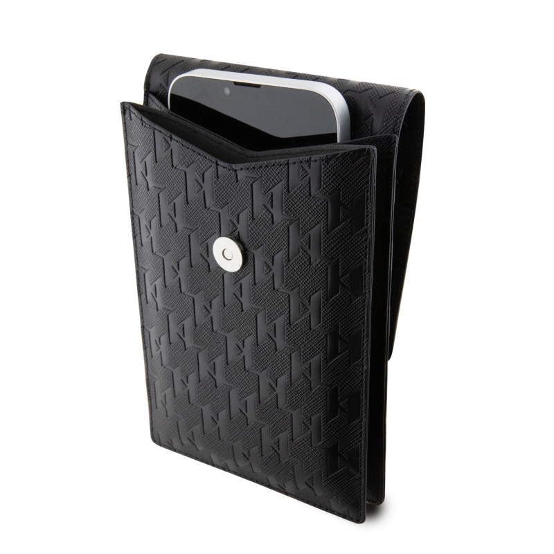 Karl Lagerfeld Saffiano Monogram Wallet Phone Bag Ikonik NFT čierny