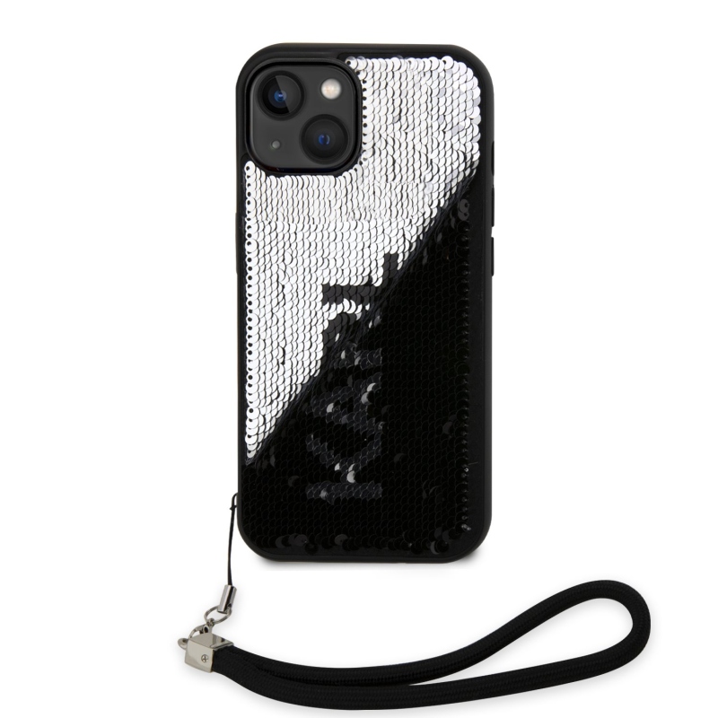 Karl Lagerfeld Sequins Reversible zadný kryt pre iPhone 13 čierny/strieborný