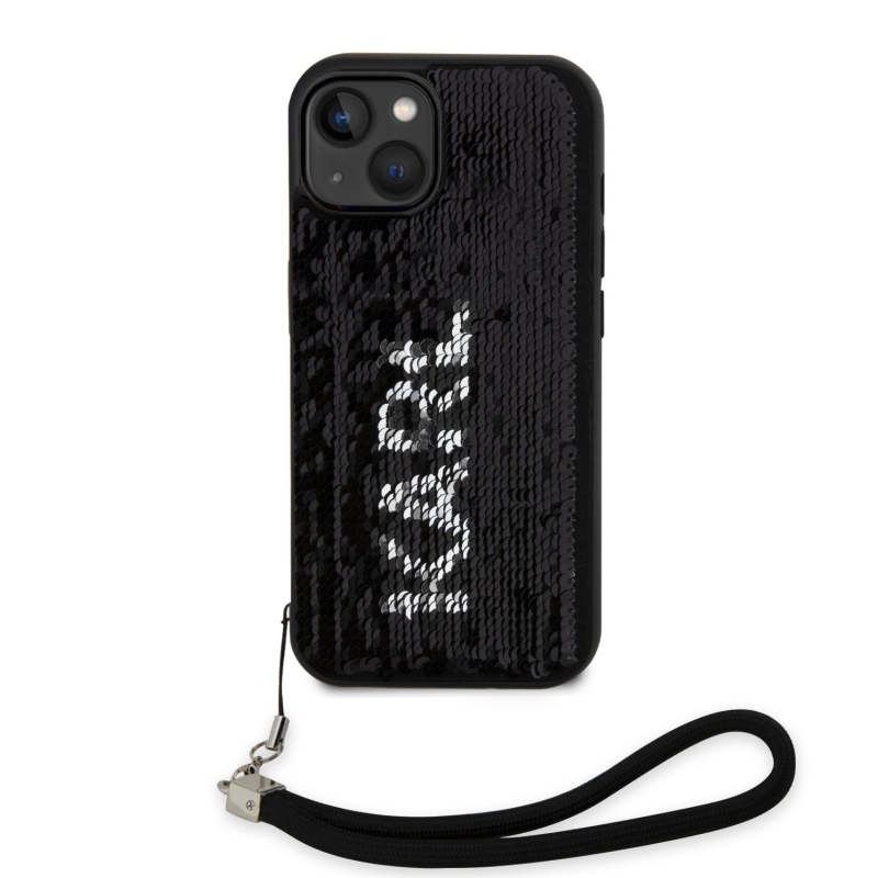 Karl Lagerfeld Sequins Reversible zadný kryt pre iPhone 13 čierny/strieborný