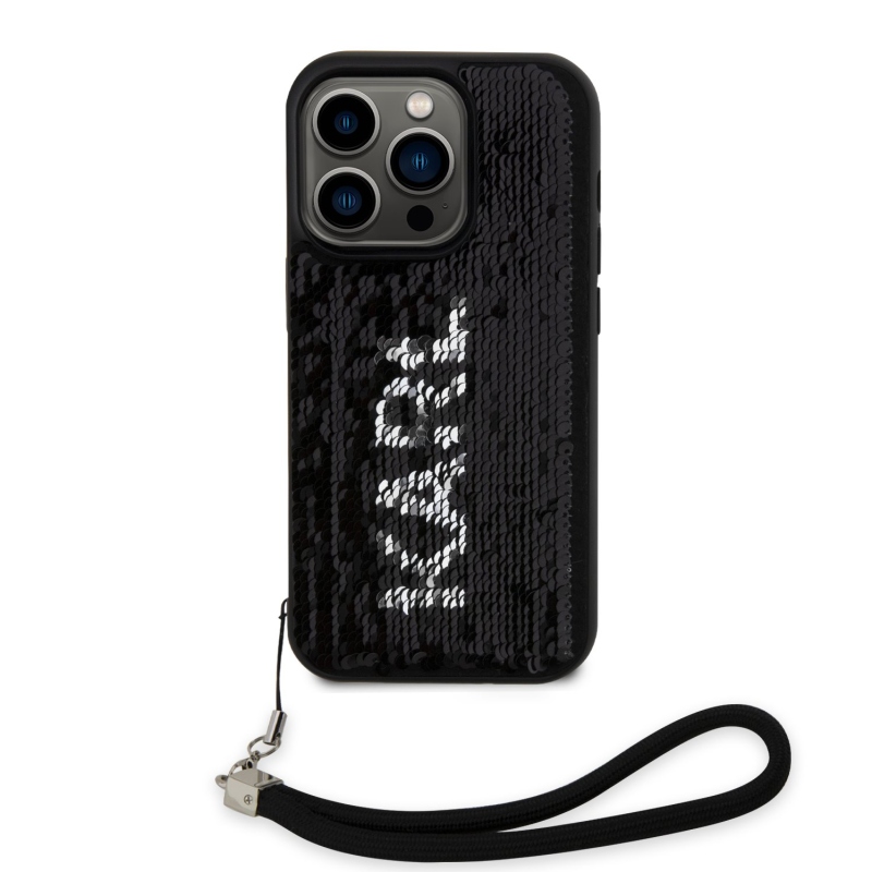 Karl Lagerfeld Sequins Reversible zadný kryt pre iPhone 13 Pro čierny/strieborný