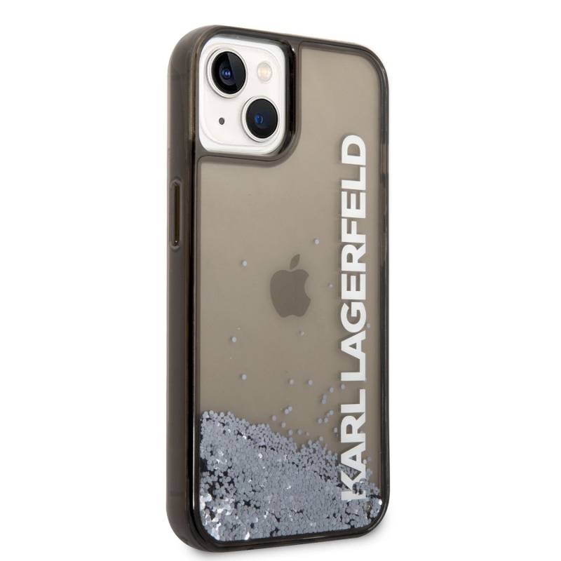 Karl Lagerfeld Translucent Liquid Glitter Zadný Kryt pre iPhone 14 Plus Black