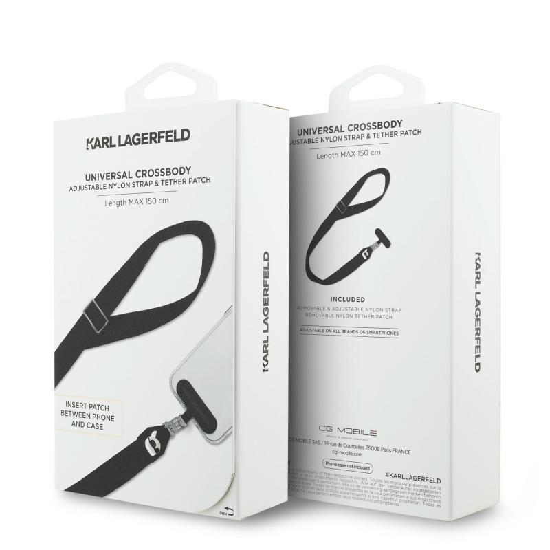 Karl Lagerfeld Univerzálny crossbody popruh Karl Patch Black