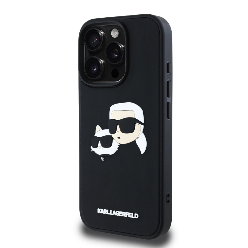 Karl Lagerfeld 3D Rubber Double Heads Zadný Kryt pre iPhone 16 Pro Max Black