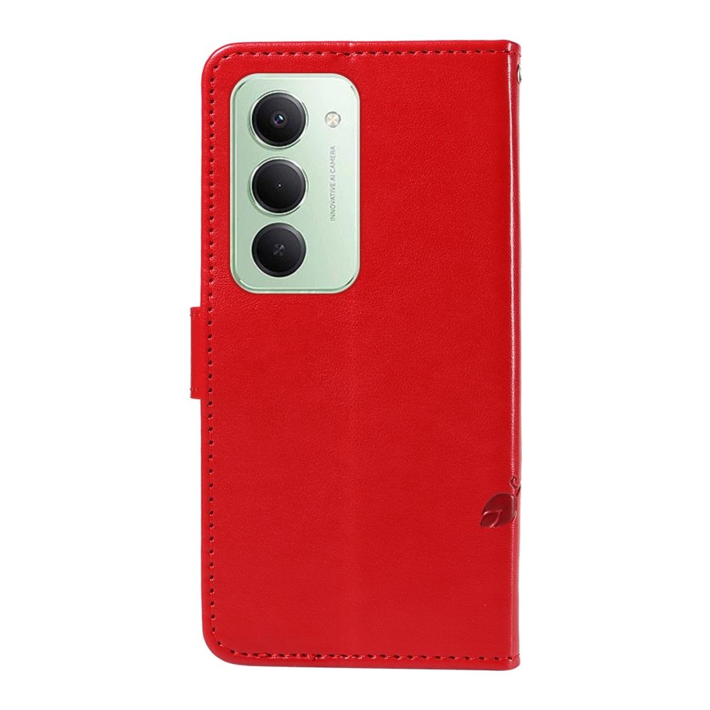 Flowery knižkové puzdro na Xiaomi Redmi 15 4G (171mm) - červené