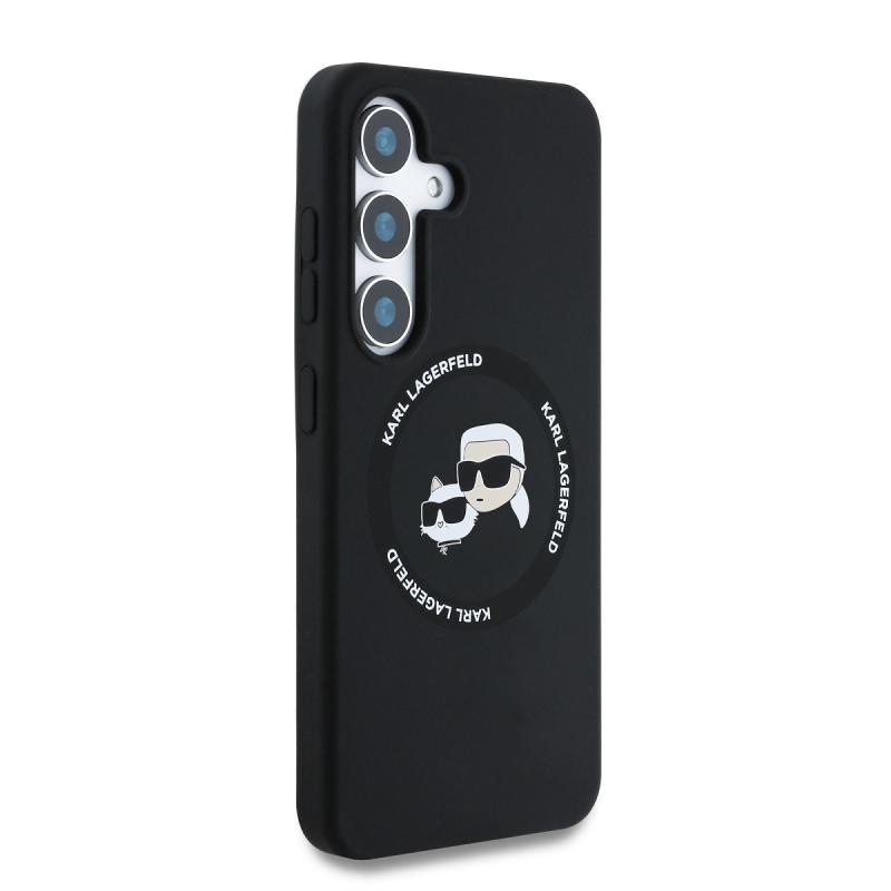 Karl Lagerfeld Liquid Silicone K&CH Heads MagSafe Zadný Kryt pre Samsung Galaxy S25+ Black
