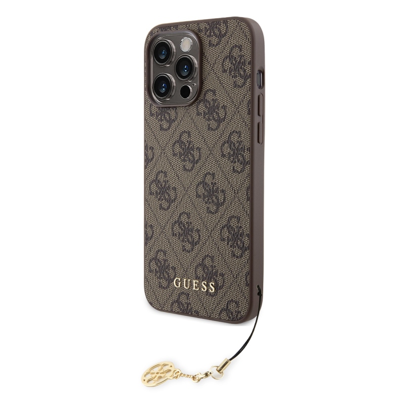 Guess 4G Charm Zadný Kryt pre iPhone 15 Pro Max Tone on Tone Brown