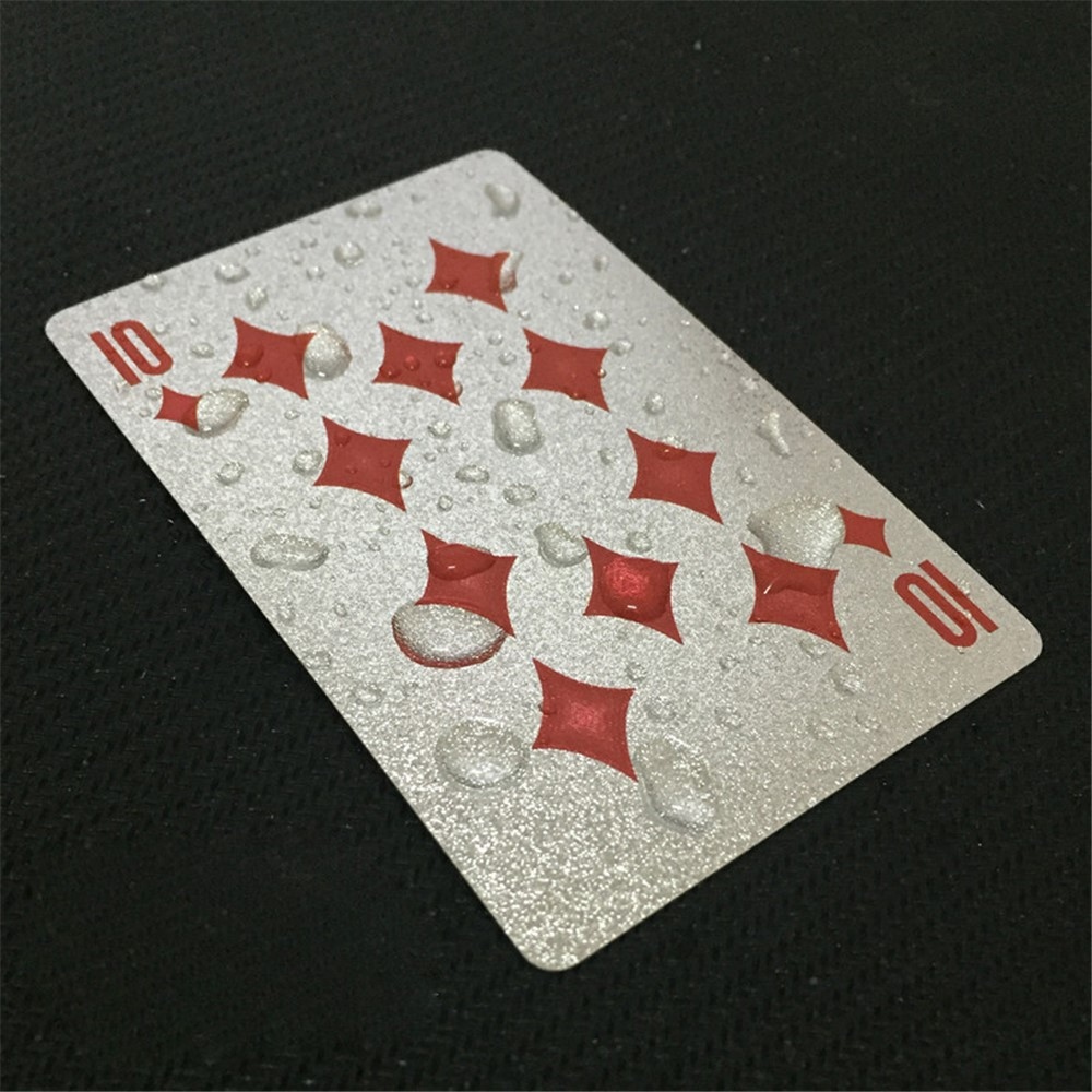 Vodeodolné plastové hracie karty 100 dolárov v striebornom prevedení 54 ks