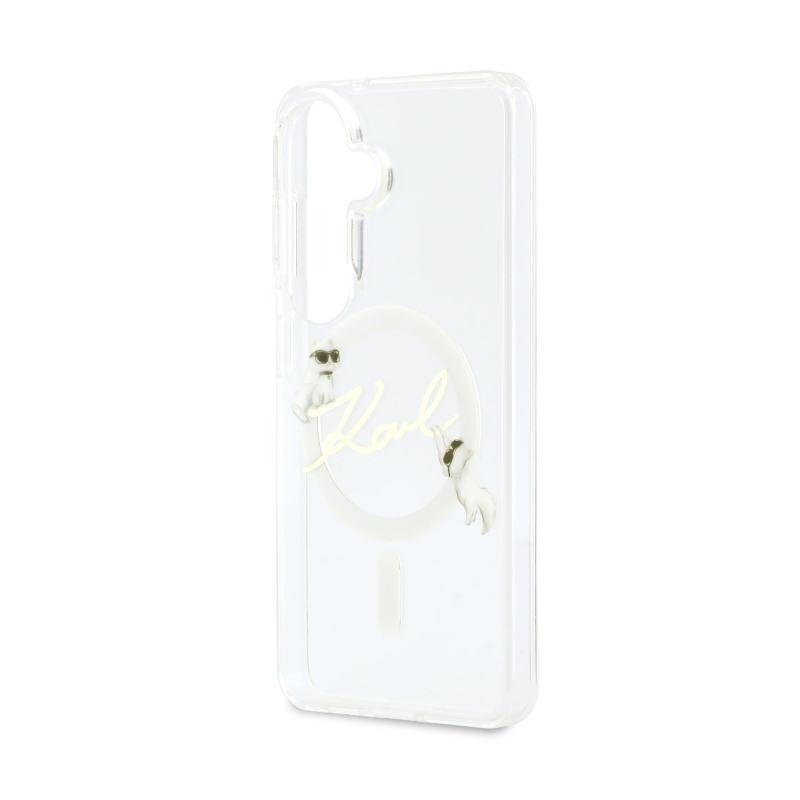 Karl Lagerfeld IML Choupette Karl Script Logo Magnetický zadný kryt pre Samsung Galaxy S26 Transparent