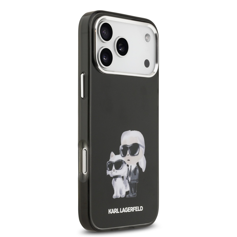 Karl Lagerfeld IML Aquarelle Karl and Choupette Zadný kryt pre iPhone 17 Pro Max Black