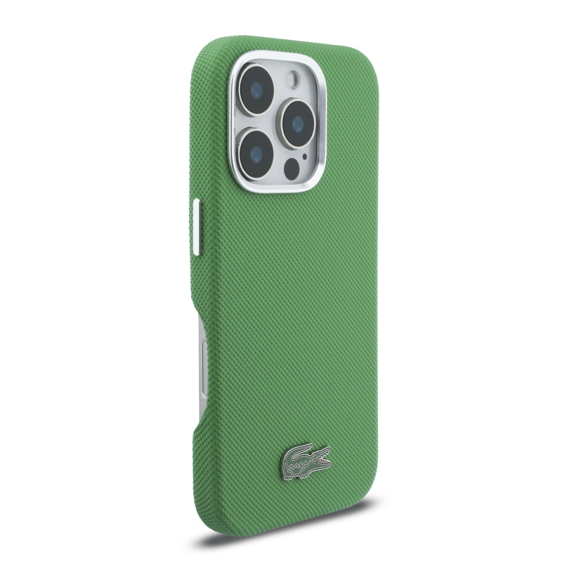 Lacoste PVC Iconic Petit Pique Metal Logo MagSafe zadný kryt pre iPhone 16 Pro Max Estragon Green