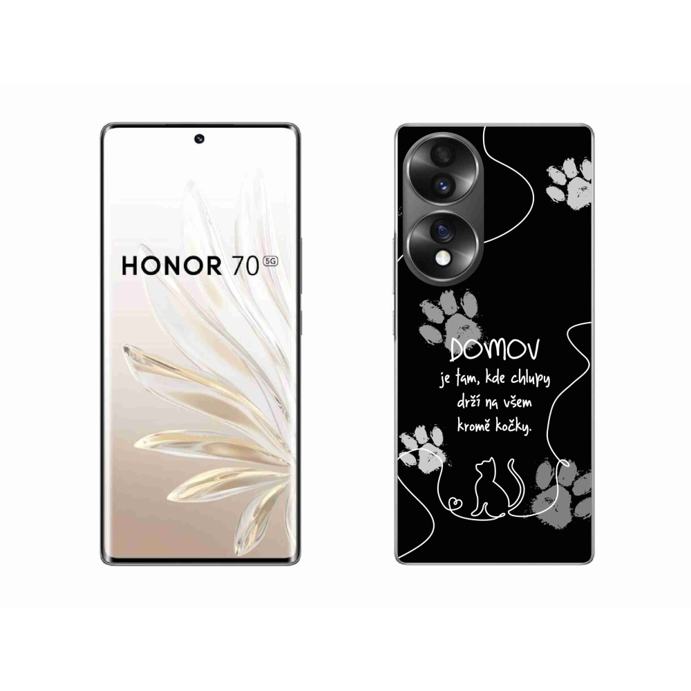 Gélový kryt mmCase na Honor 70 - mačacie motív čierne pozadie