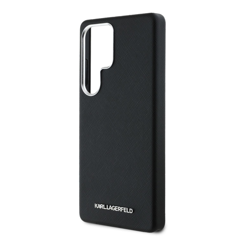 Karl Lagerfeld PU Saffiano Metal Logo a rám Zadný Kryt pre Samsung Galaxy S25 Ultra Black