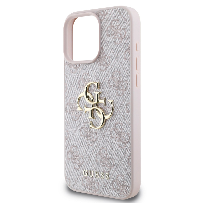 Guess PU 4G Metal Logo Zadný Kryt pre iPhone 16 Pro Max Pink