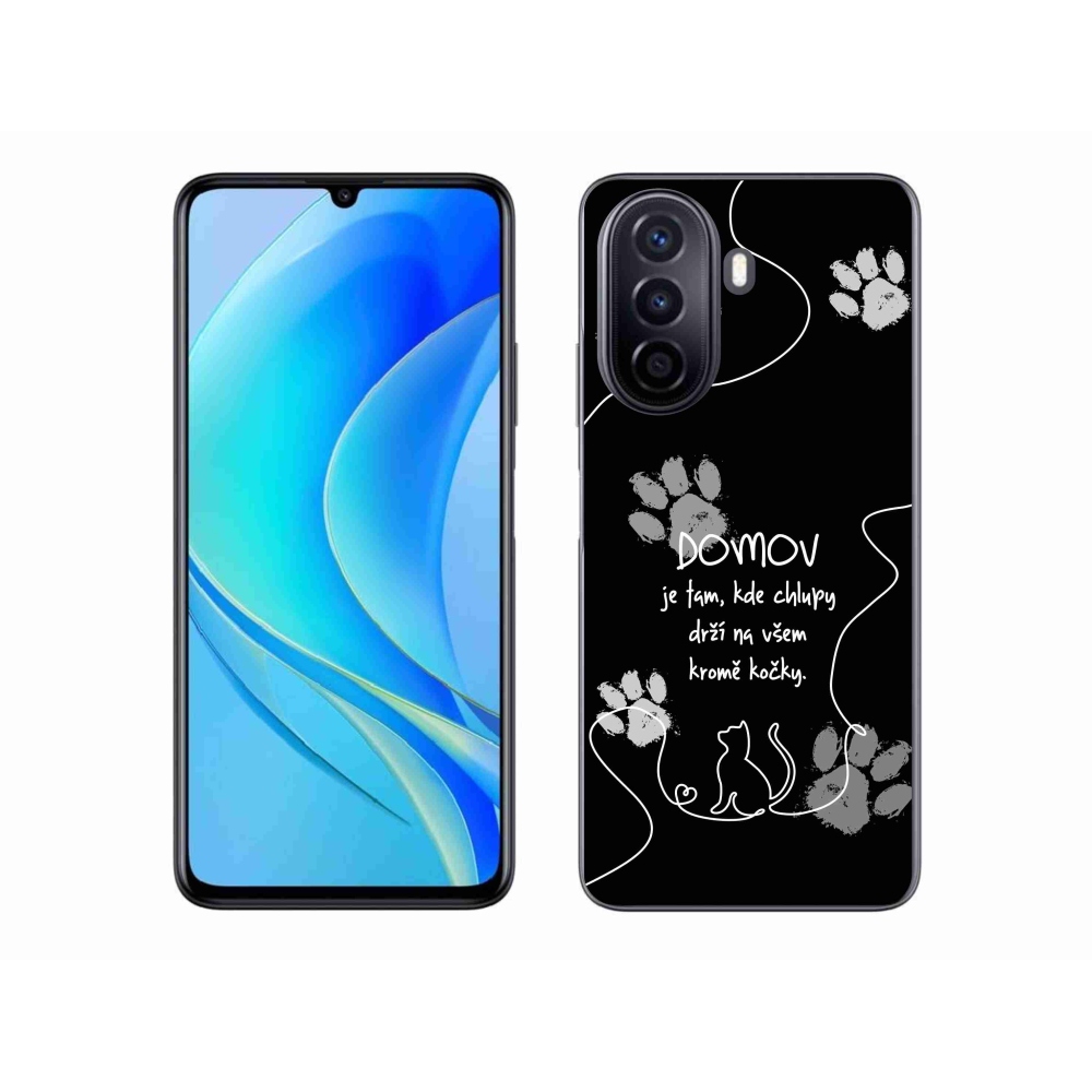 Gélový kryt mmCase na Huawei Nova Y70 - mačacie motív čierne pozadie