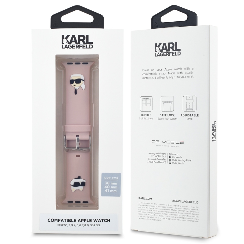 Karl Lagerfeld Karl and Choupette Head NFT Remienok pre Apple Watch 38/40/41 Pink