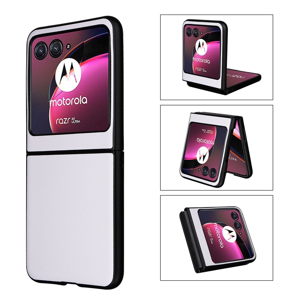 Textúry plastový kryt s umelou kožou na Motorola Razr 40 Ultra 5G - biely