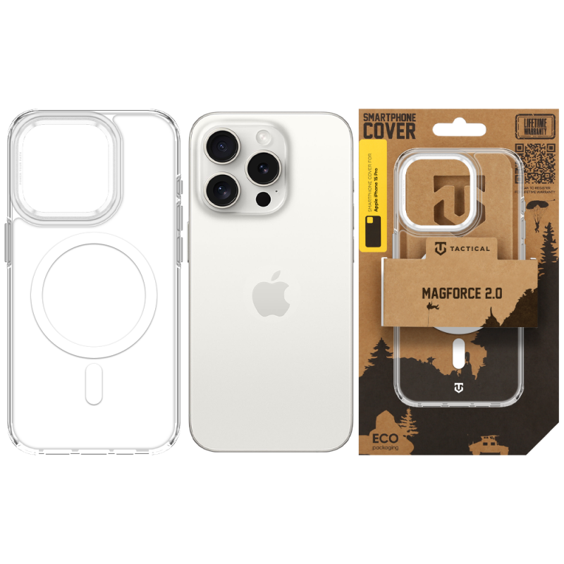 Tactical MagForce 2.0 Puzdro pre Apple iPhone 15 Pro strieborné