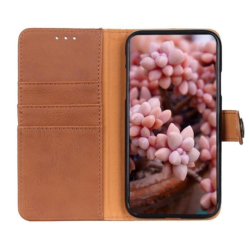 KHAZ PU kožené peňaženkové púzdro na mobil Vivo Y70 - hnedé