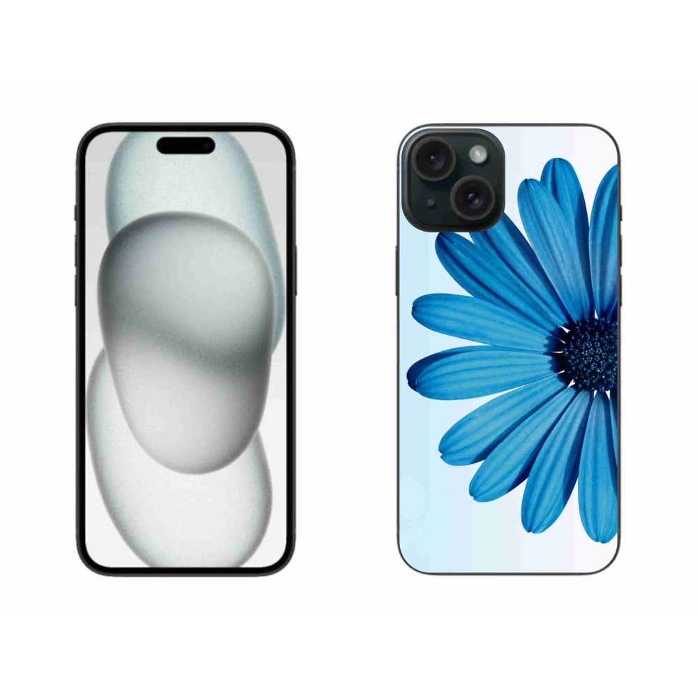 Gélový obal mmCase na iPhone 15 Plus - modrá margaréta