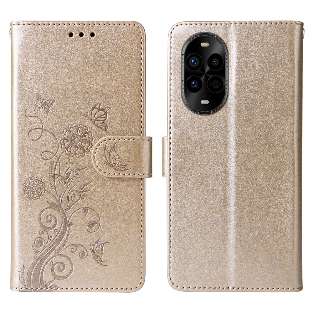 Flowery knižkové puzdro na Huawei Nova 13 Pro 5G - zlaté