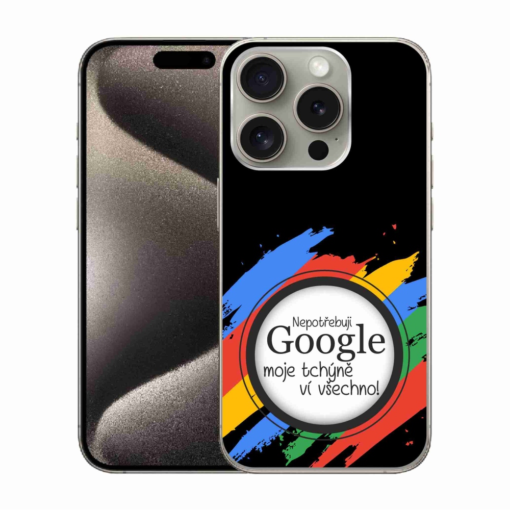 Gélový kryt mmCase na iPhone 15 Pro - svokra vie všetko čierne pozadie