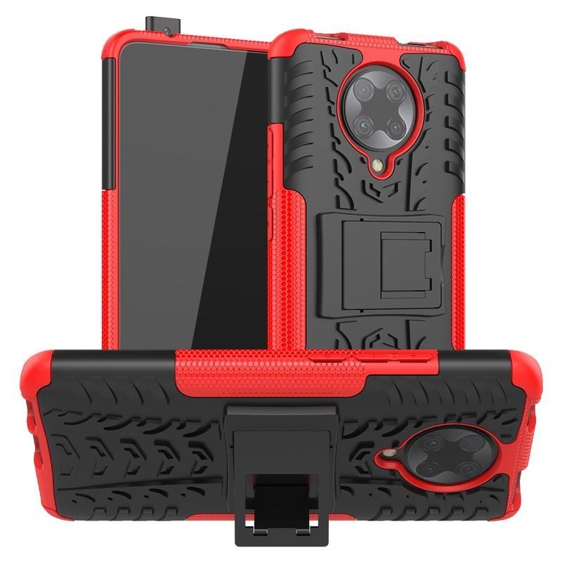 Kick odolný hybridný kryt na mobil Xiaomi Poco F2 Pro - červený