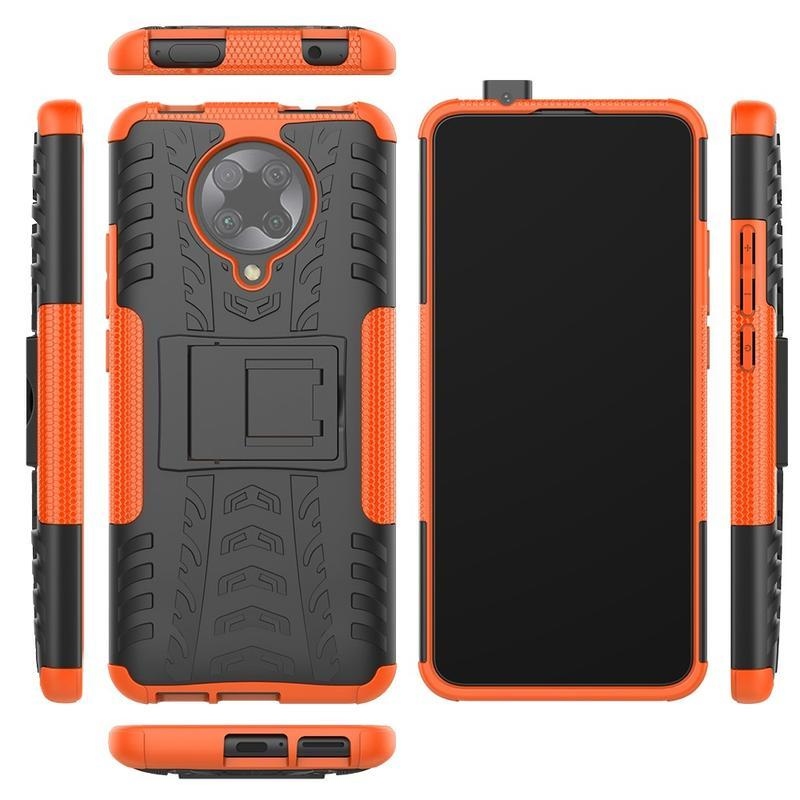 Kick odolný hybridný kryt na mobil Xiaomi Poco F2 Pro - oranžový
