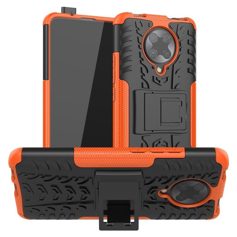 Kick odolný hybridný kryt na mobil Xiaomi Poco F2 Pro - oranžový