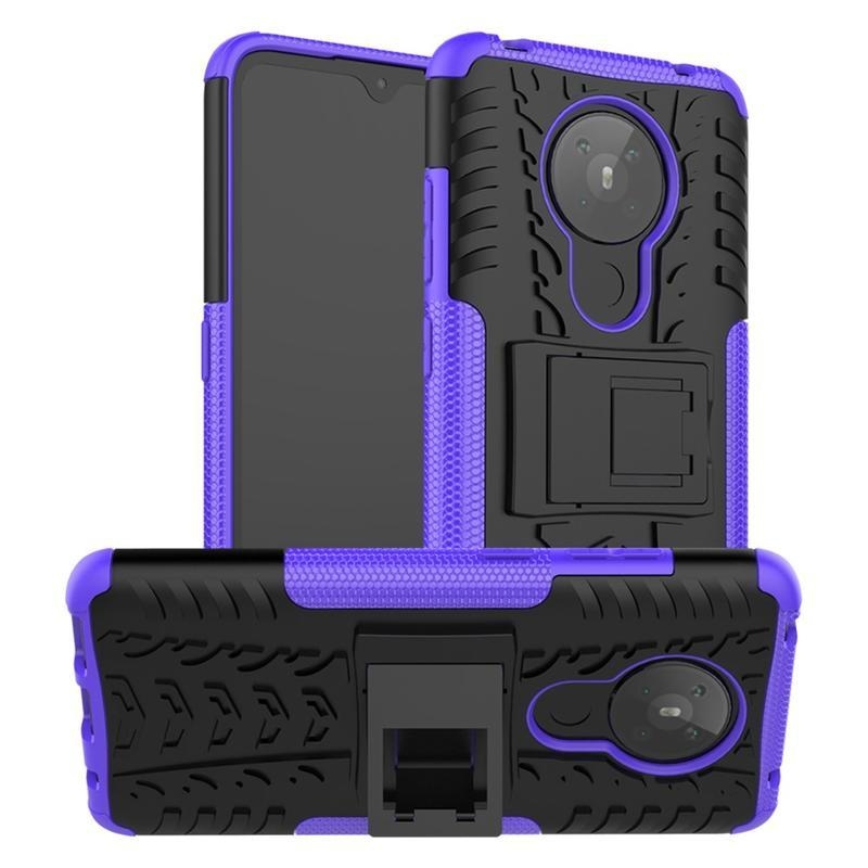 Kick odolný hybridný kryt pre mobil Nokia 5.3 - fialový