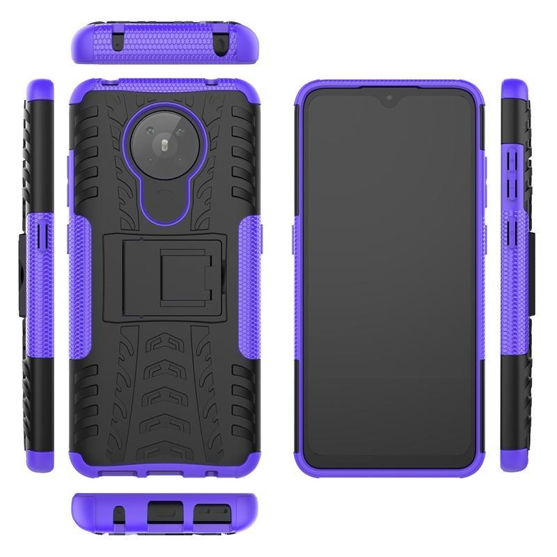 Kick odolný hybridný kryt pre mobil Nokia 5.3 - fialový