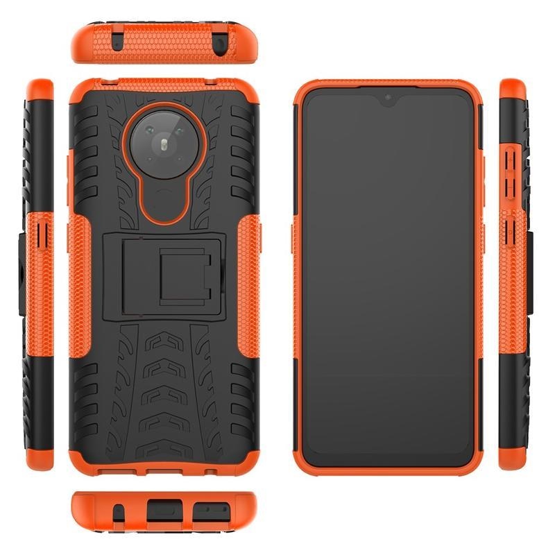 Kick odolný hybridný kryt pre mobil Nokia 5.3 - oranžový