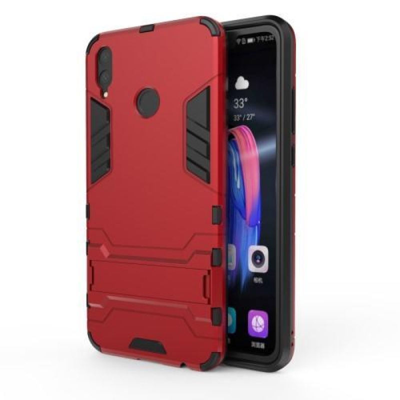 Kick odolný hybridný kryt so stojančekom na mobil Honor 8X - červený